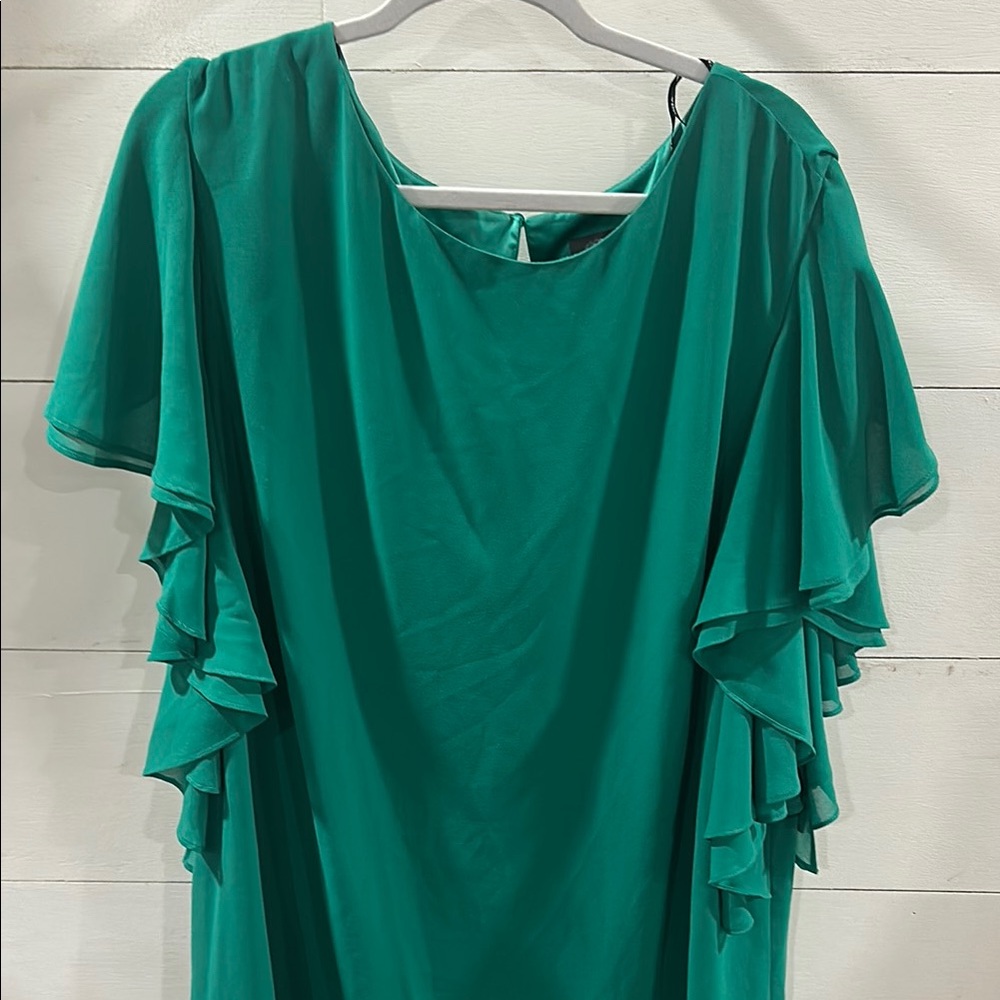 Vince Camuto Green Ruffle Sleeve Dress